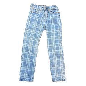 Levis Wedgie Straight Jeans 24x26 Plaid Blue Light Wash High Rise Button Fly E